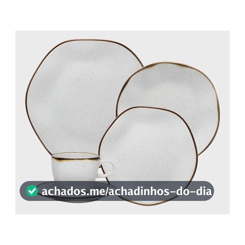 Aparelho De Jantar 30 Peças Ryo Maresia Oxford Porcelana Off White e Marrom