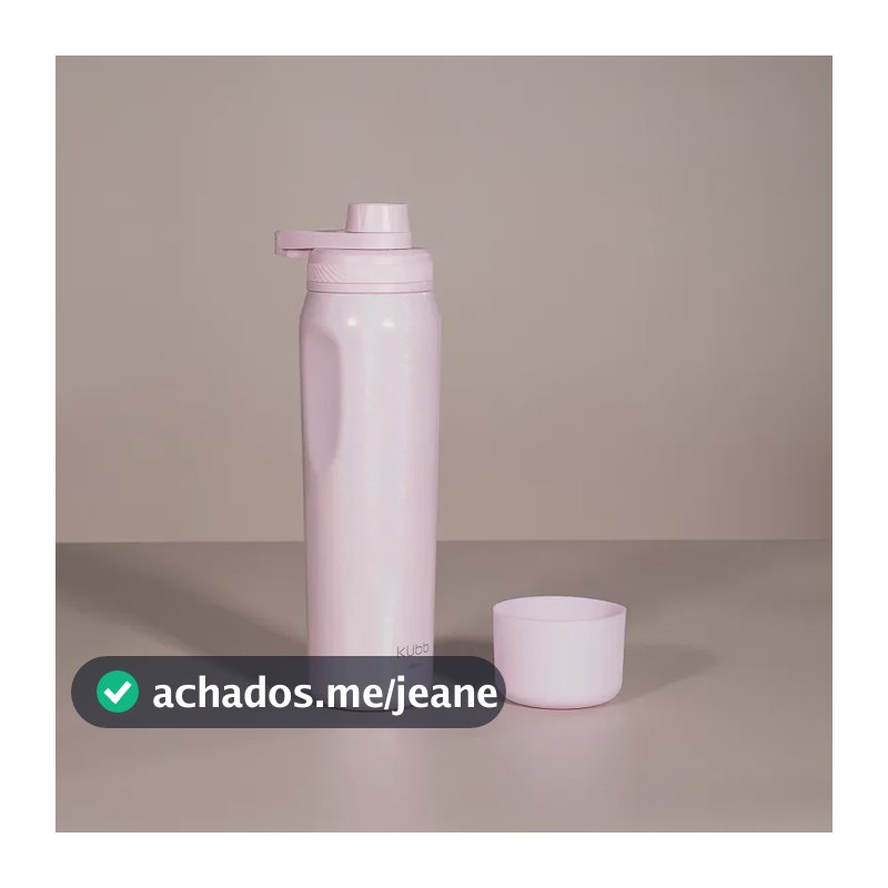 Garrafa Térmica Hydra K2 Rainbow 650ml Kubb em Aço Inox Com Protetor de Silicone Perolada Holográfica Parede Dupla com Isolamento à Vácuo Mantém Quente 12H e Fria 24H Tampa Rosqueável Cor Rosa-claro