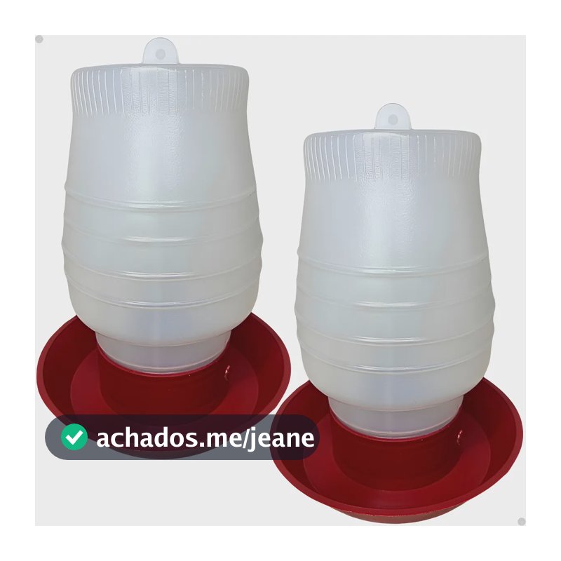 Kit 2 Bebedouro Para Frango Galinha Aves Automático 2 Litros Cor Vermelho