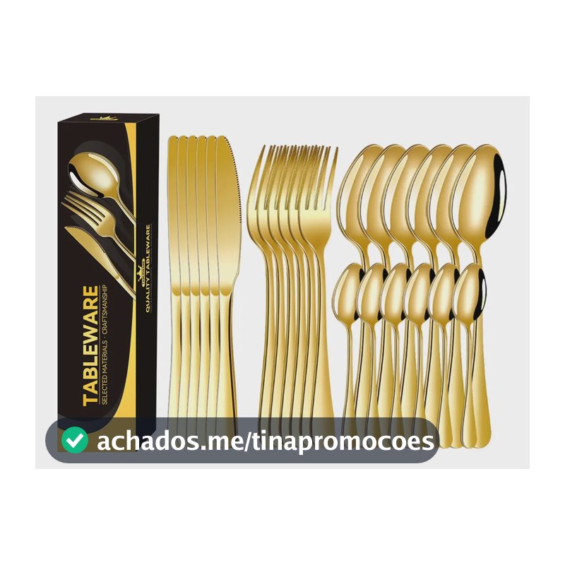 Kit 24 Talheres Luxo Premium Faqueiro Dourado Com Maleta Dourado,com Caixa De Papel
