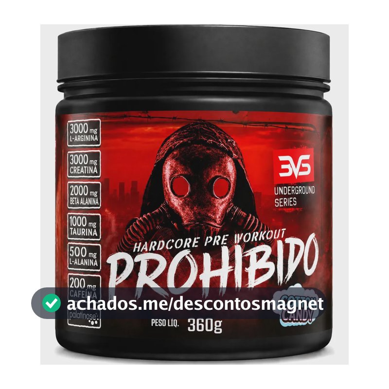 Prohibido Pré Treino 360g - Sabor: Cotton Candy - A Combinação Perfeita De 8 Ingredientes Que Proporcionam Energia Do Início Ao Fim Do Seu Treino