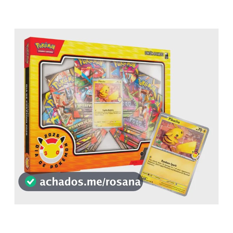 Box coleção dia de Pokémon 2026 TCG 49 cartas Pikachu