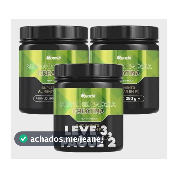 Leve 3 Pague 2 Creatina Growth Supplements 250gr Sem Sabor