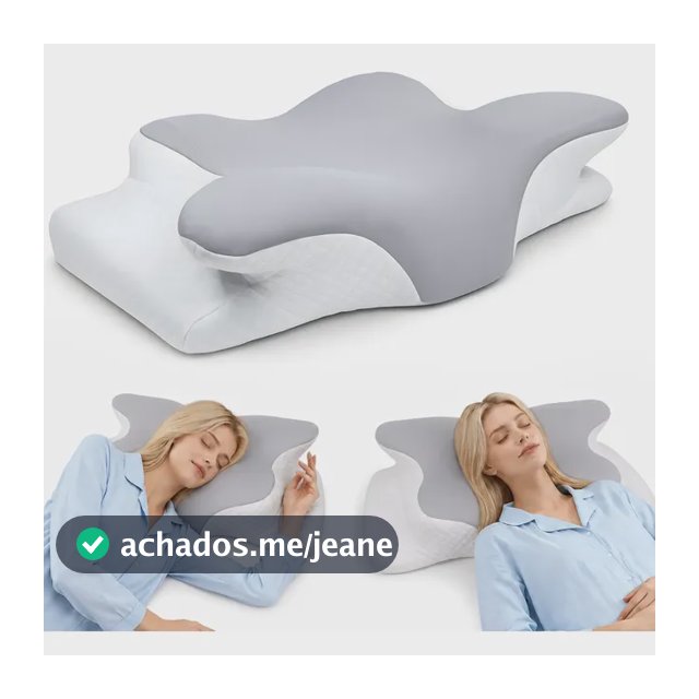 Travesseiro Cervical Ergonômico Ortopédico Coluna Anti-ronco Branco-cinza