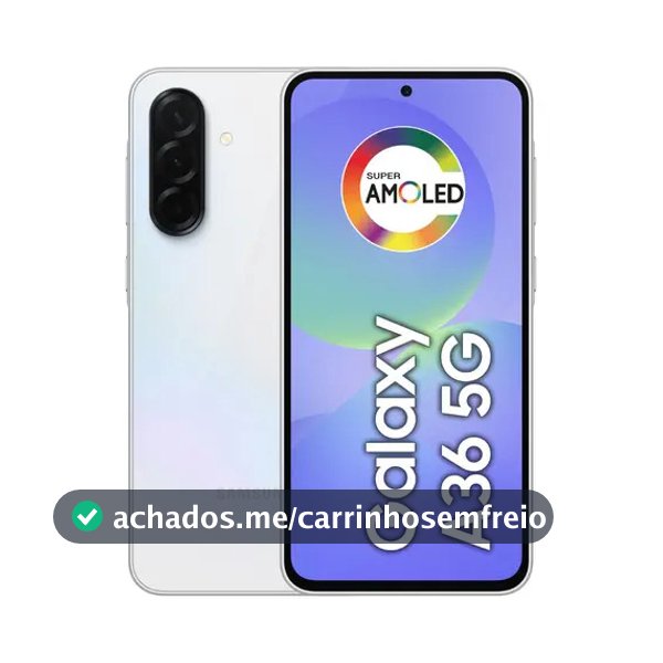 Smartphone Samsung Galaxy A36 5G 128GB 6GB RAM Câmera Tripla de até 50MP Selfie de 12MP IP67 Super AMOLED 6.7'' NFC Recursos AI Android e Segurança Snapdragon - Branco