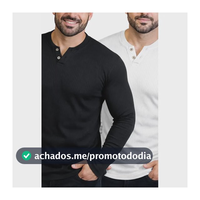 Kit 2 Camiseta Henley Masculina Manga Longa Slim 2 Botões