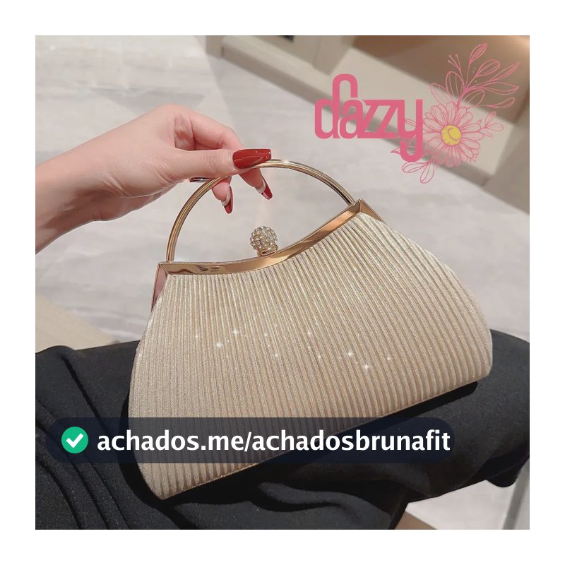 Dazzy Bolsa Clutch Dourada De Festa Com Strass E Corrente Removível Para Casamentos