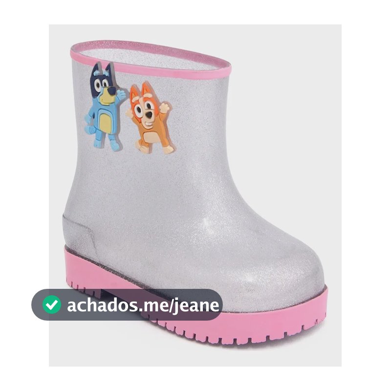 Bota Galocha Infantil Menina Bottons Removíveis Sticth Bluey Bluey-transparente 22/23