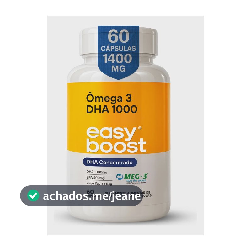 Ômega 3 Ultra Dha 1000 Easy Boost Epa 400mg Dha 1000mg 60 Cápsulas Total 1400mg Óleo de Peixe Selo Meg3