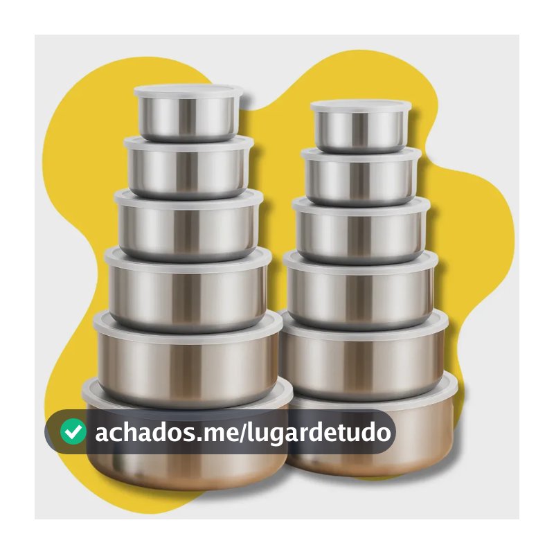 10 Jogo Conjunto Potes Com Tampa Hermetico Em Aço Inox Cinza