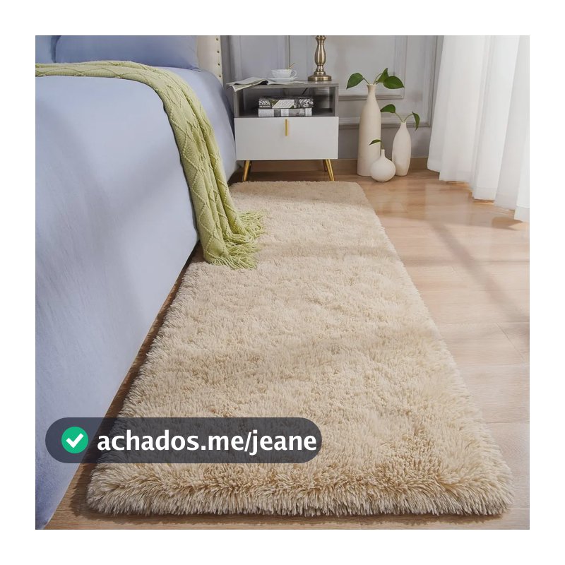 Passadeira Felpuda Bege Corredor 2m Texfine Poliéster Sala Quarto Cozinha