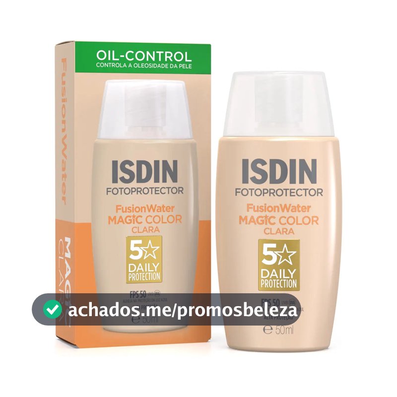 ISDIN Protetor Solar Facial Fusion Water Magic Color FPS 50 – Cor Clara - 50ml