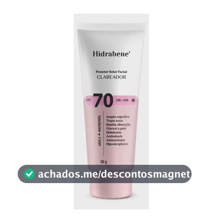 Hidrabene Protetor facial Solar FPS 70 Toque Seco Antissinais Clareia a pele 50g
