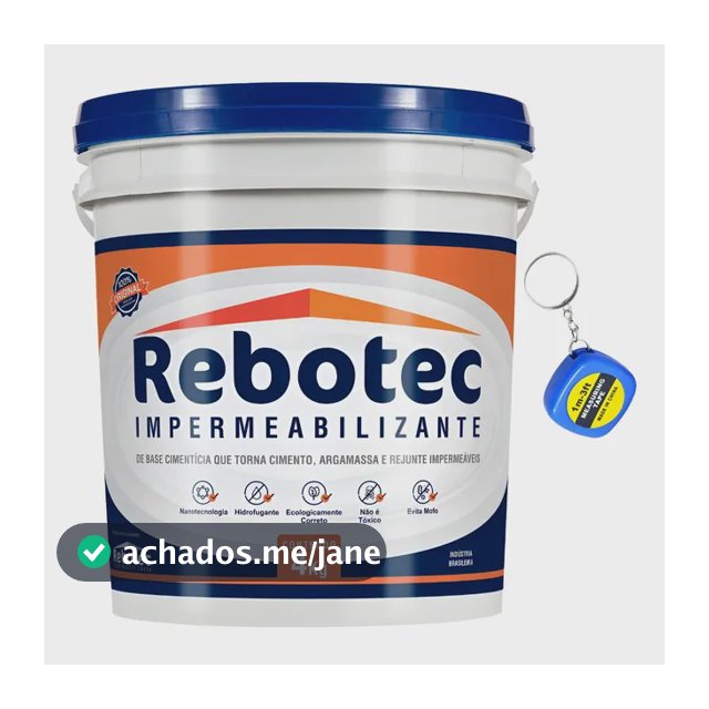 4 Kg Rebotec Impermeabilizante + Brinde Pronta Entrega Zs Sp Cinza