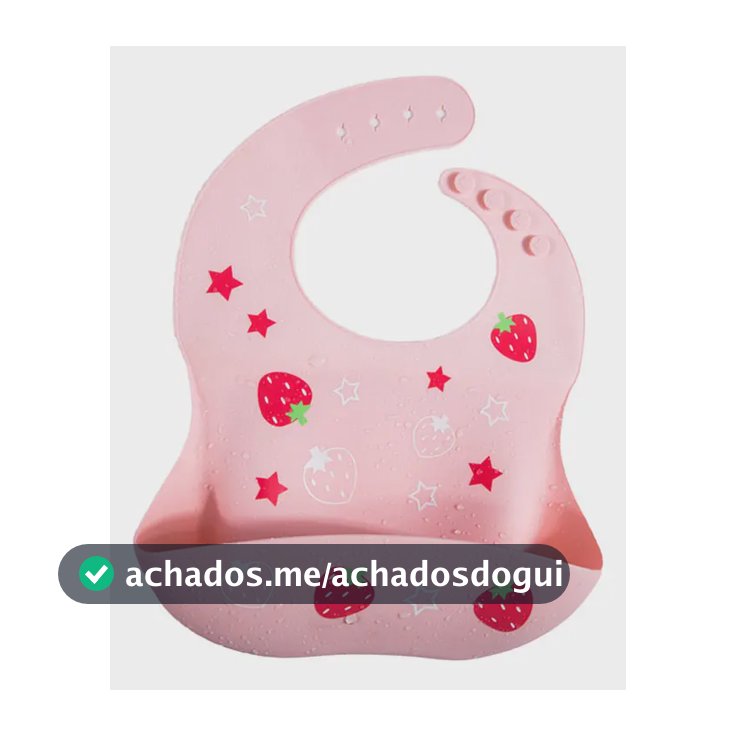 Babador De Silicone Gumy Com Pega Migalhas Cor Rosa-pálido Morango Tamanho Cm
