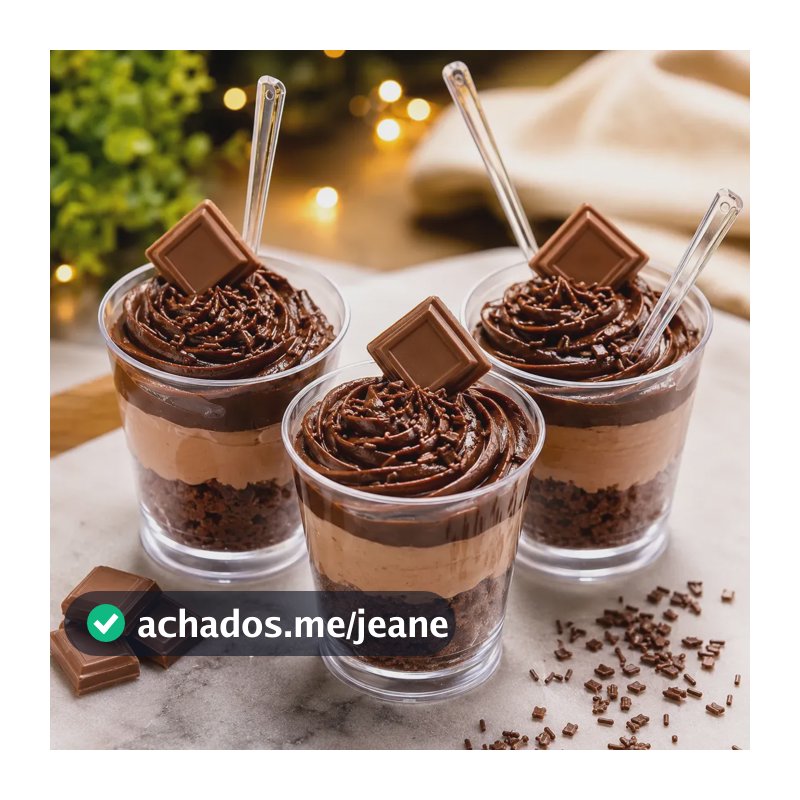 Kit 100 Copinhos 25ml + 100 Colherzinha Brigadeiro Docinho Cristal