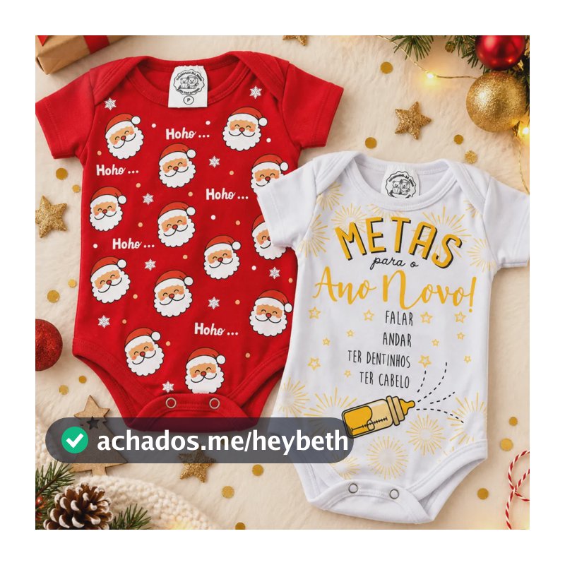 Kit 2 Body Bebê Manga Curta Infantil Natal E Ano Novo Verão Vermelho/branco M 3-6 Meses