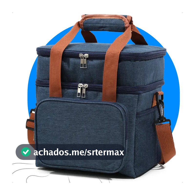 Bolsa Térmica Para Marmita Lancheira Isotérmica Com Alça Transversal Removível Azul Ecomixshop