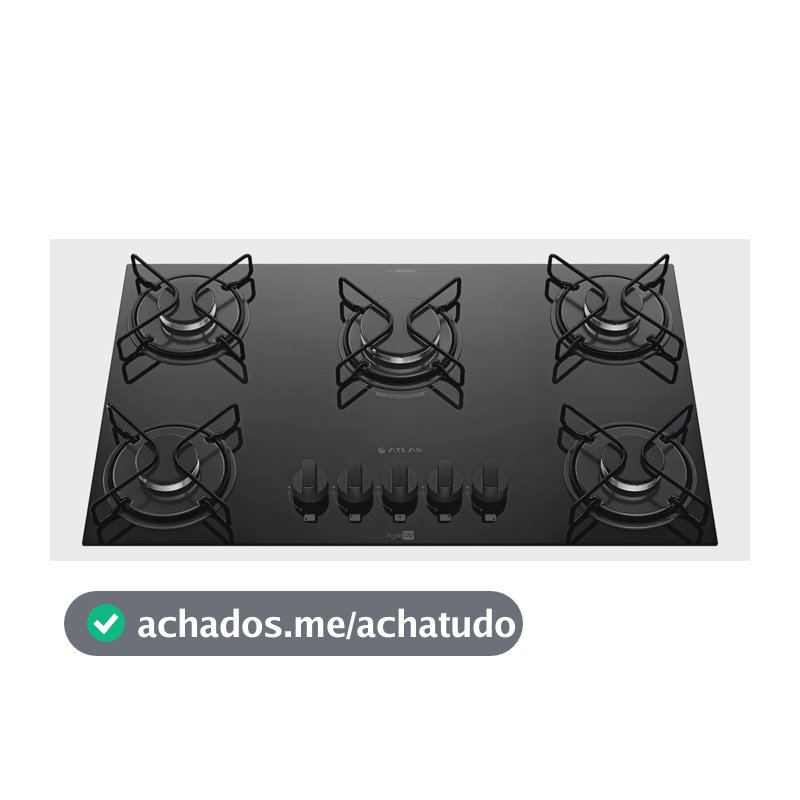 Cooktop 5 Bocas A Gás Atlas Agile Up Mega Chama Preto