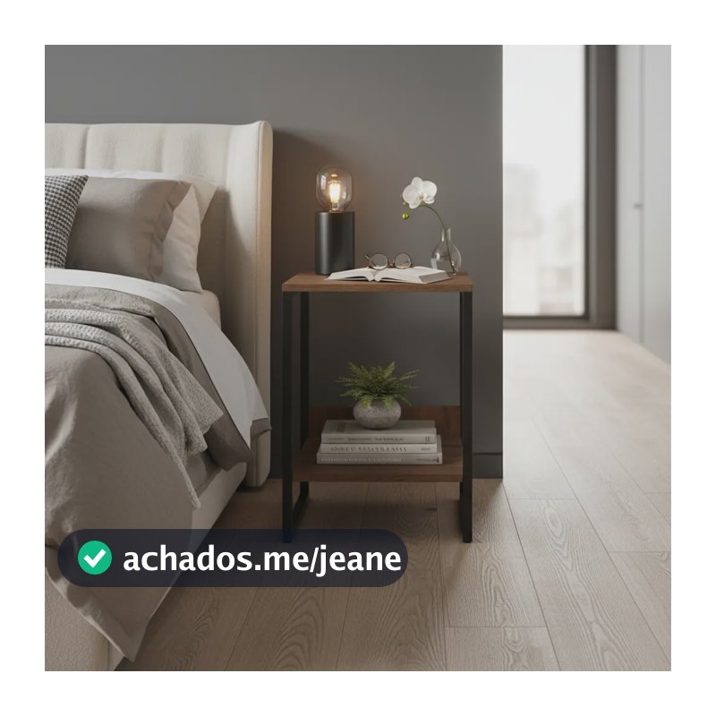 Mesa De Cabeceira Up Home Decor Tókio Ferro Preto 62cm Amêndoa