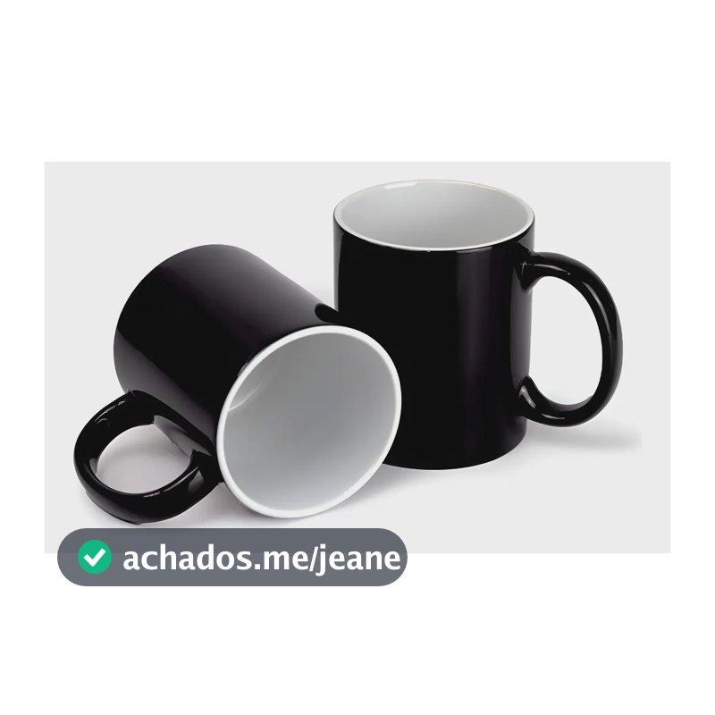 Kit 12 Canecas Mágicas Brilho Porcelana Preta 325ml Sublimação