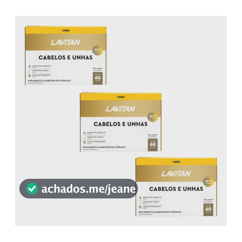 3 Lavitan Suplemento Vitamina Cabelos Unhas 60comp Cimed Sabor Neutro