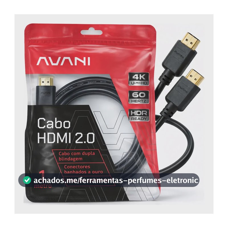 Cabo HDMI 1m Reforçado Dupla Blindagem Alta Durabilidade Versão 2.0 4K Ultra HD HDR ARC CEC Ethernet Conector Banhado a Ouro 1 metro