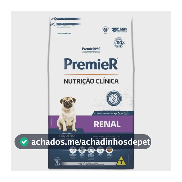 Premier Ração Seca Cães Adultos Raças Pequenas Renal 2kg