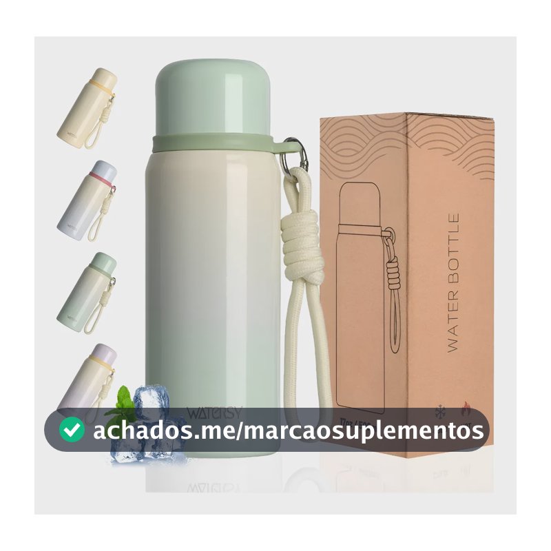 Garrafa Térmica Inox 500ml Parede Dupla Gelada 24h Com Alça Água