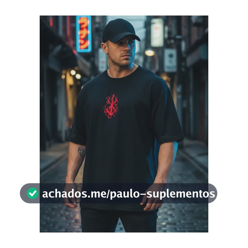 Camiseta Oversized Berserk Sacrifício Simbol Grande Algodão  Preto&vermelho G