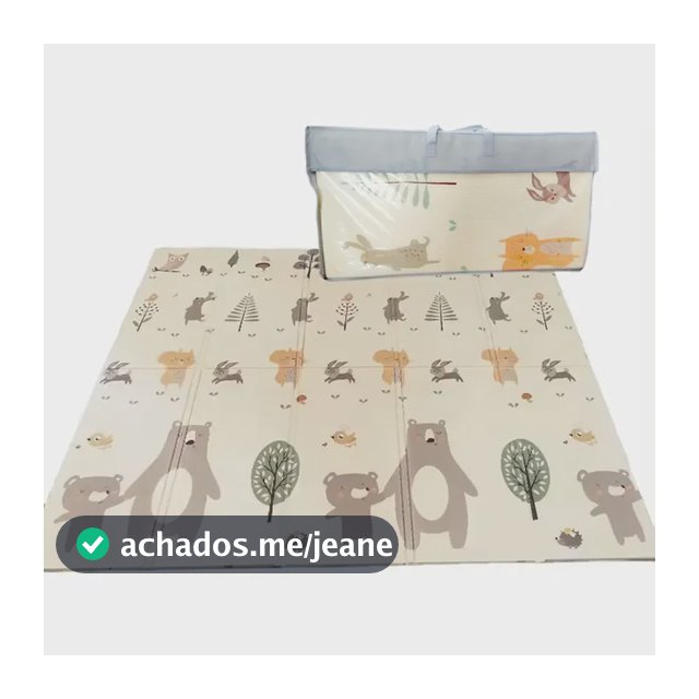 Tapete Tatame Infantil Emborrachado Dobrável Dupla Face 6mm Bege Urso