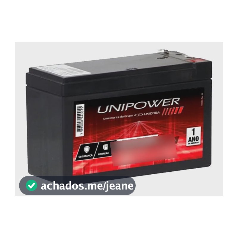 Bateria Selada Unipower UP1270SEG 12V 7Ah para Nobreak e Segurança