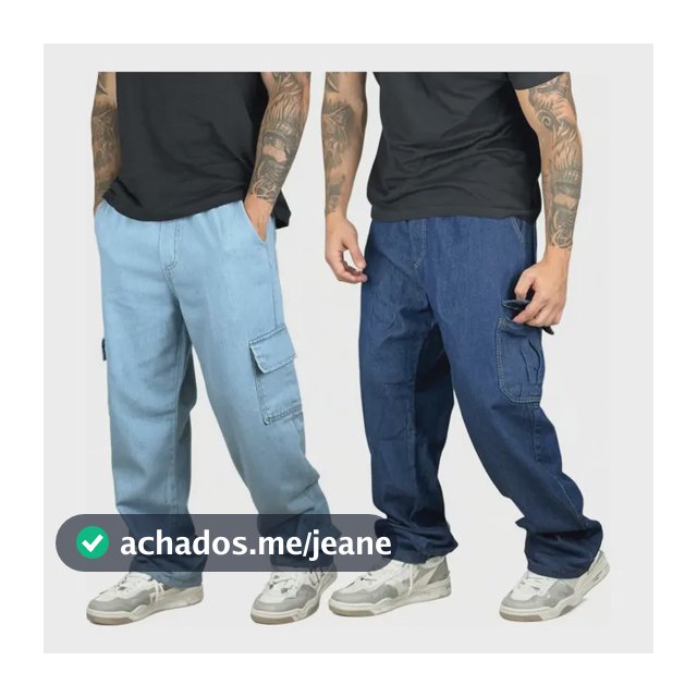 Kit 2 Calça Cargo Jeans Premium Larga Streer Over