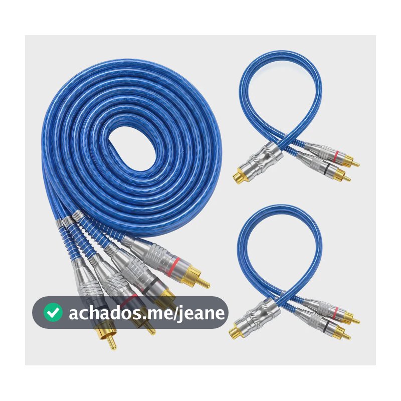 Cabo Rca 5m Kit 1 + 2 Y Dupla Blindagem Cobre Áudio