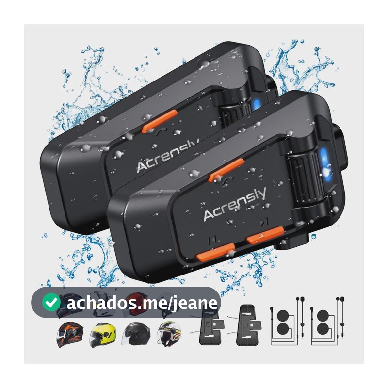 Intercomunicador Capacete Acrensly C2 Bluetooth 5.0 à Prova de Água IPX6