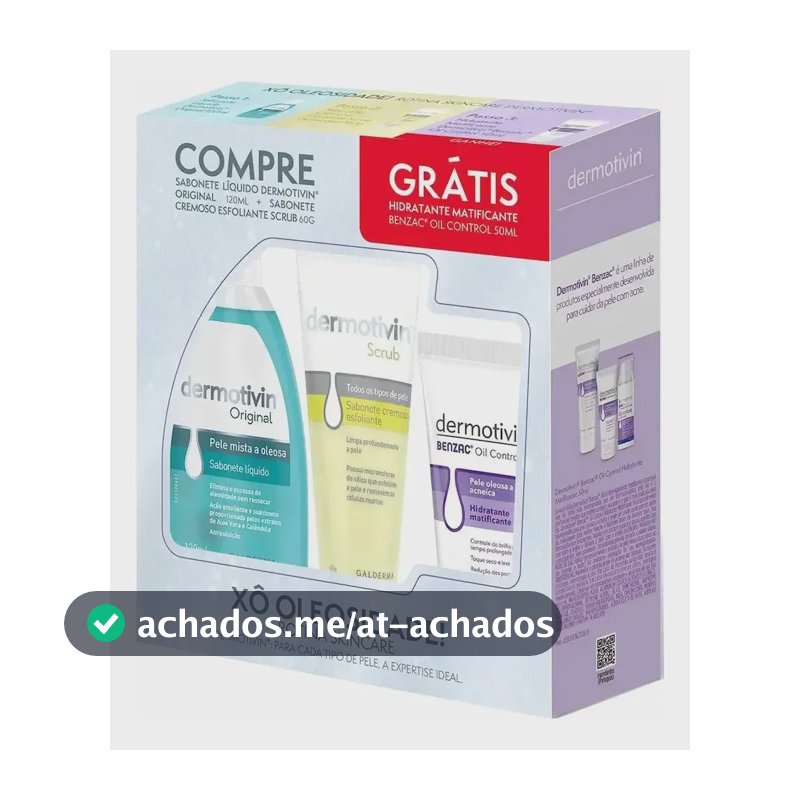 Kit Sabonete + Scrub + Hidra Benzac Dermotivin Oleosa Dia/noite