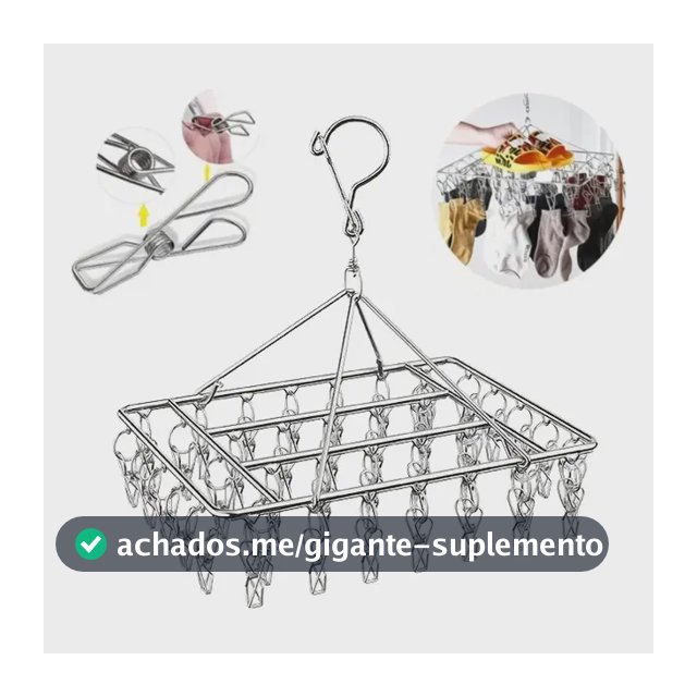 Varal Suspenso Retrátil Aço Inox Reforçado 40 Prendedores Prateado