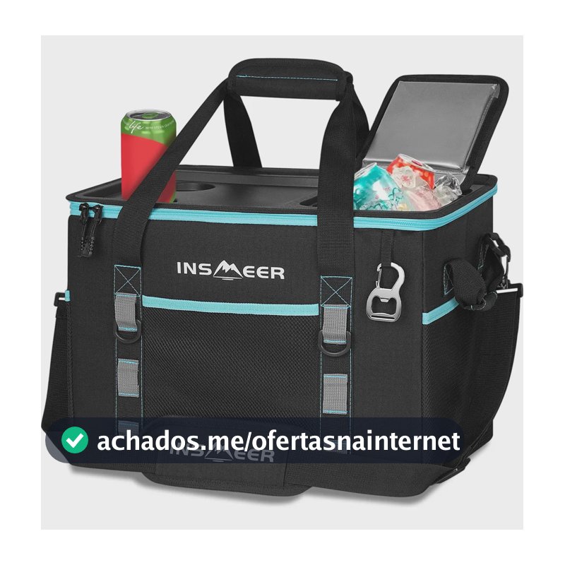 Bolsa Térmica Insmeer Dobrável 70 Latas e 40 L, com Tampa Rígida e Alça de Ombro