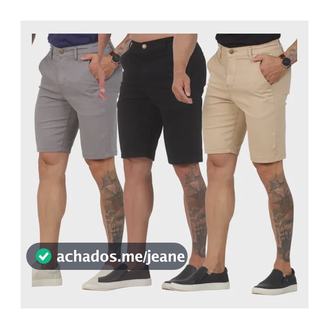 Kit 3 Bermuda Masculina Lycra Sport Fino Elegante Luxo Sarja
