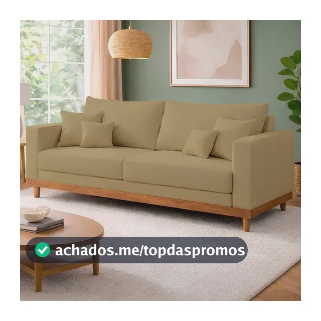 Sofá Living 2 Lugares Suede Resistente Madeira + Almofadas