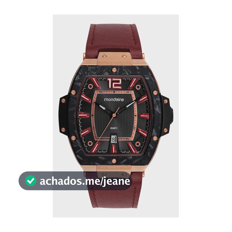 Relógio Masculino Calendário Vermelho Couro Vermelho