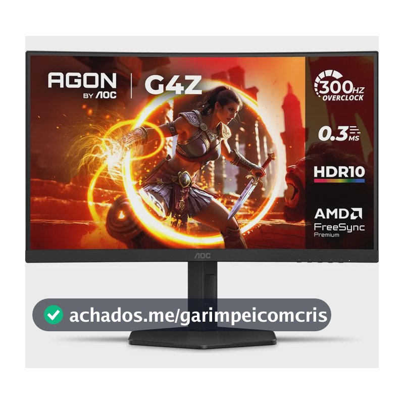 Monitor Gamer Curvo AOC AGON G4Z 27" 300Hz 0,3ms HDR10 Base Ajustável C27G4Z/P Preto