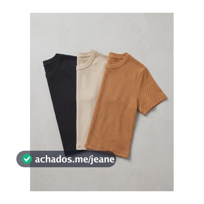 Kit 3 Camisetas Baby Tee De Ribana Feminino Balse Preto / Caqui / Mostarda Pp