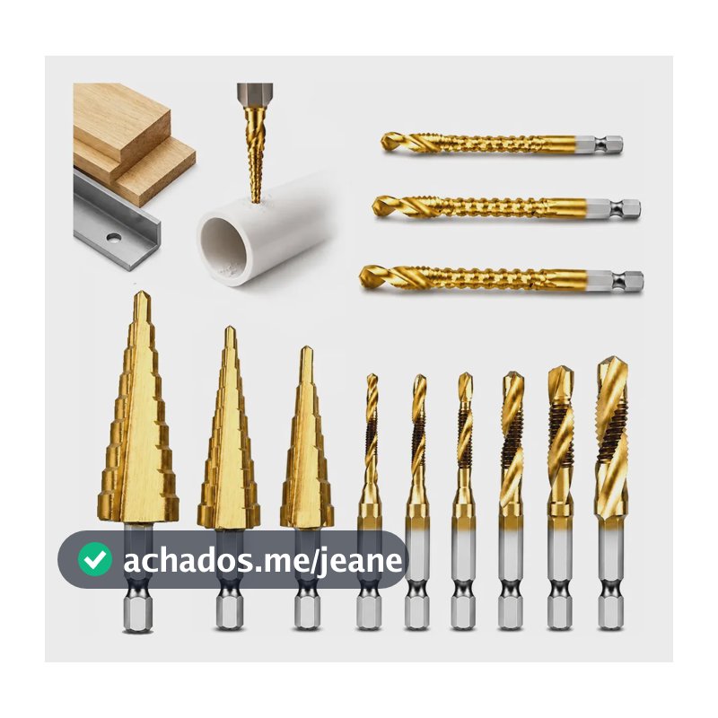 Kit 12 Peças Brocas Escalonadas Hss Titânio Metal Madeira