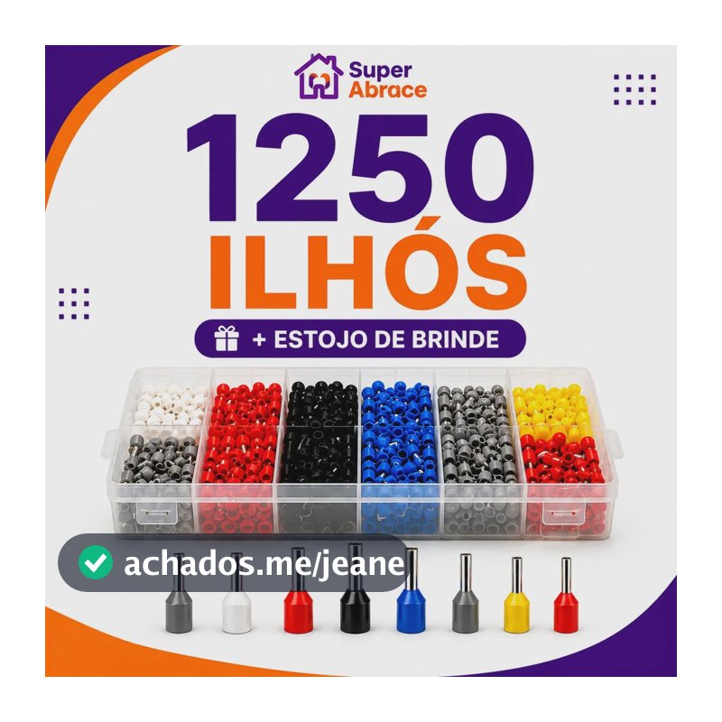 Conector Terminal Tubular Ilhós 1250 Unidades Cobre Estanhado para Eletrônica e Conexões de Fios