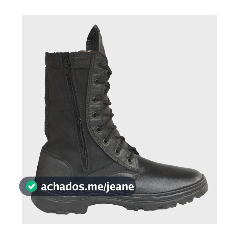 Coturno Militar Com Ziper Couro Extra Leve