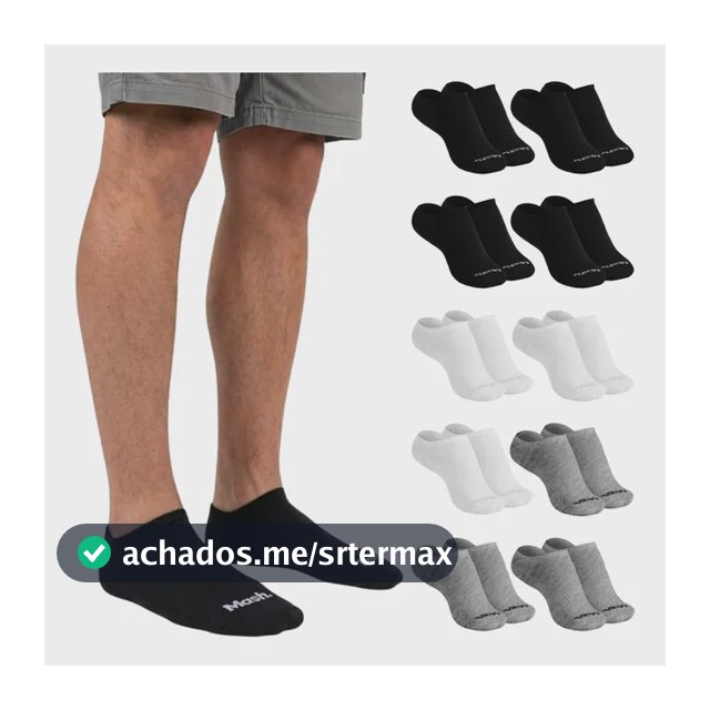 Kit 10 Pares Meia Invisível Soquete Algodão Confortável Mash