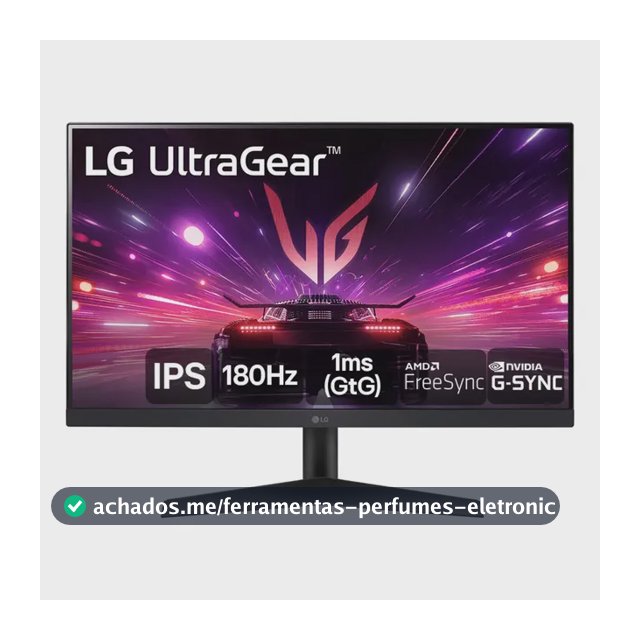 Monitor Gamer LG UltraGear 24”IPS Full HD 180Hz 1ms (GtG) NVIDIA G-SYNC AMD FreeSync HDR10 sRGB 99% HDMI DisplayPort, Preto- 24GS60F