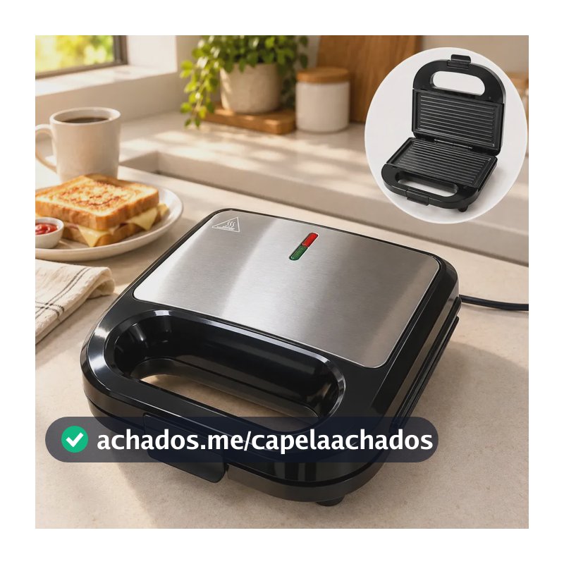 Sanduicheira 2 em 1 Elétrica Grill Inox Antiaderente 750W