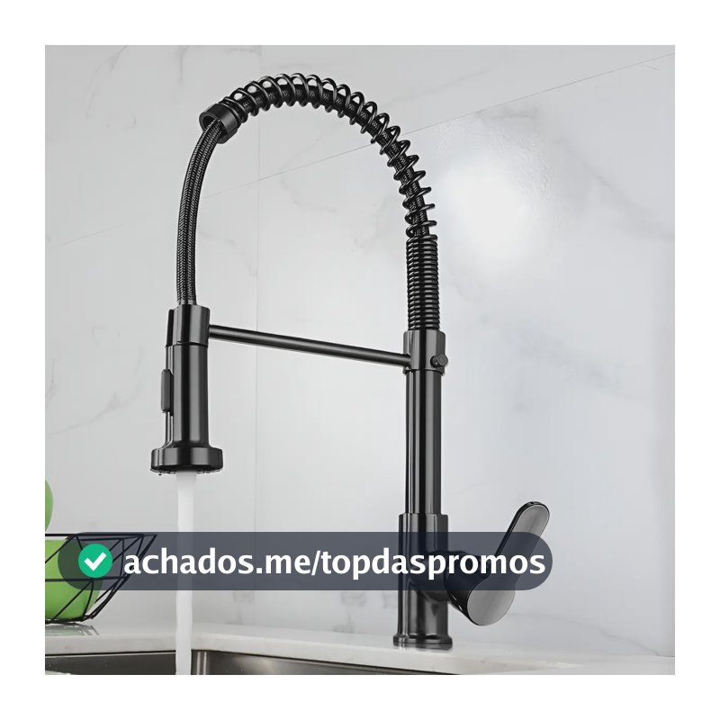 Torneira Cozinha Gourmet Bancada Flexível Monocomando Pia Preto B22-black